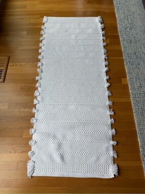Serena & Lily White Textured Tassel Bath Rug